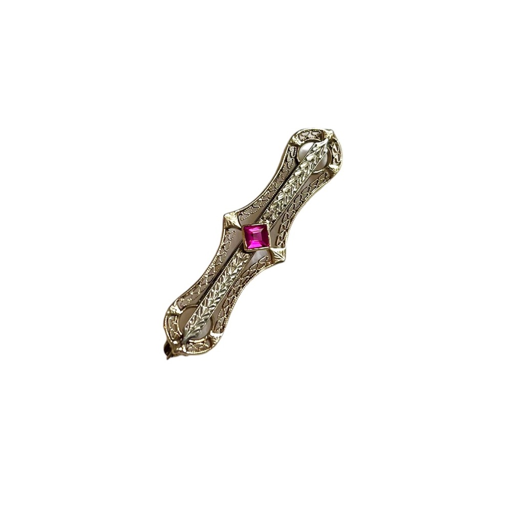 Antique Ruby 2 Tone 10k pin